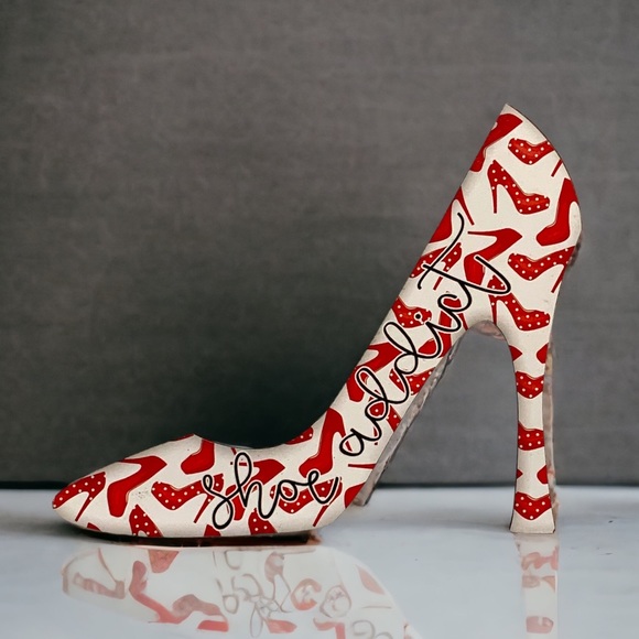 Plaque High Heel Shoe Addict Graphic Wall Sign Hang or Freestanding 10 X 8 in - Picture 9 of 11